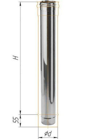 Труба одноконтурная 115 нерж 0,6 мм, L0,5м.  ПОЛ МЕТРА